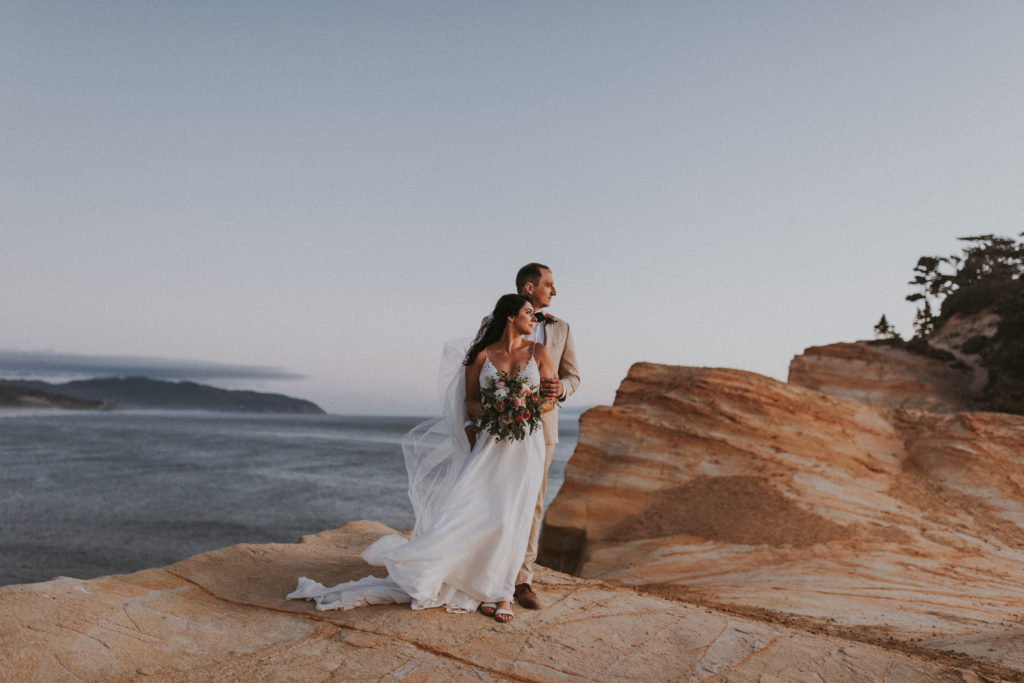 Adventure Oregon Elopement Photograph of a couple after their ceremony embracing
